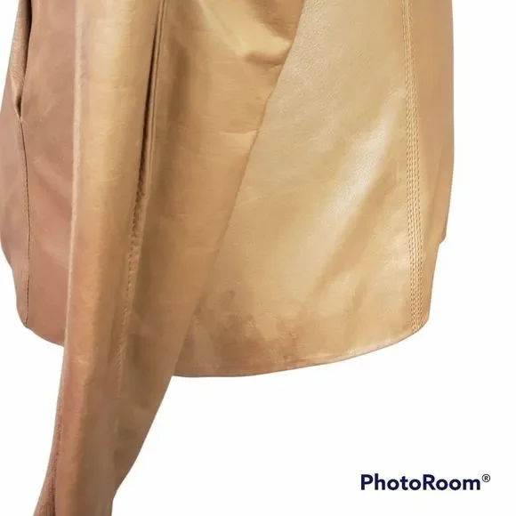 Rick Owens Calf Leather Asymmetrical Zip Jacket in Tan Honey Size 4 - Picture 13 of 16